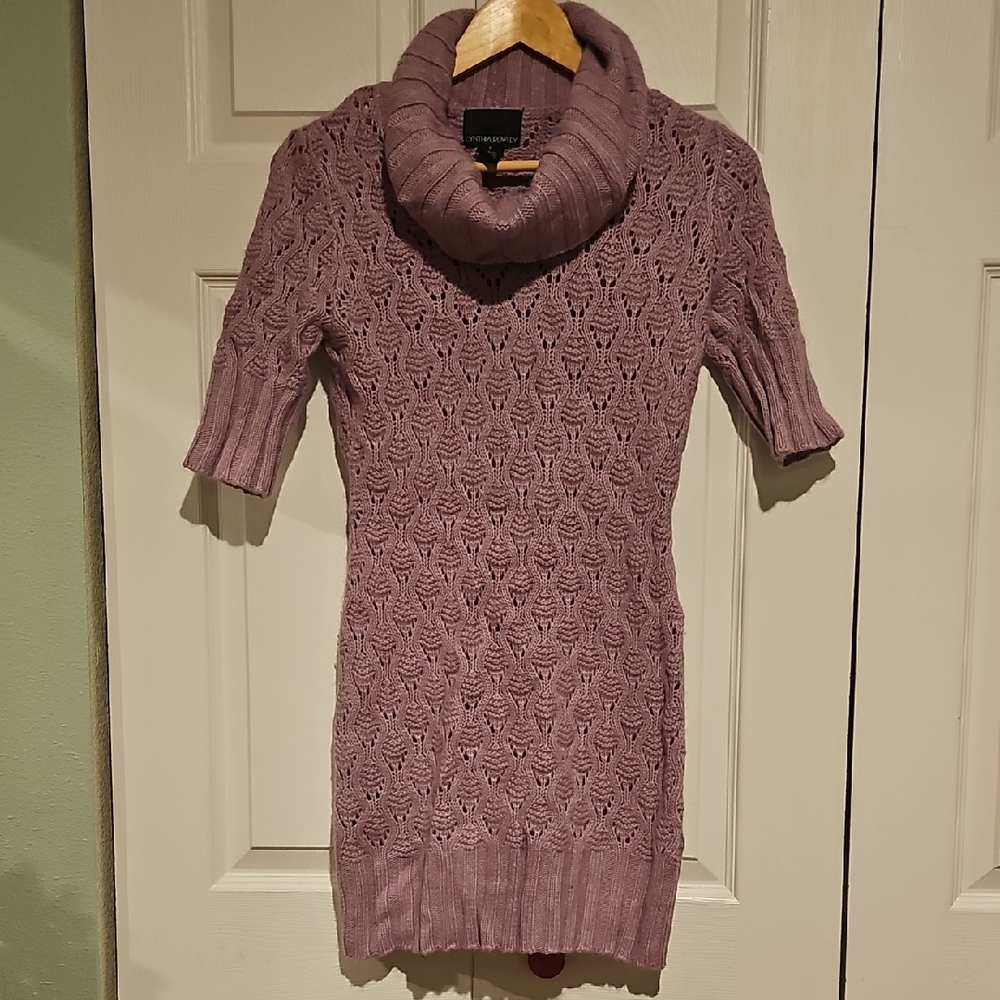 Cynthia Rowley Lavender Angora Wool Cowl Neck Sweater Dress – Size Small - Picture 2 of 5